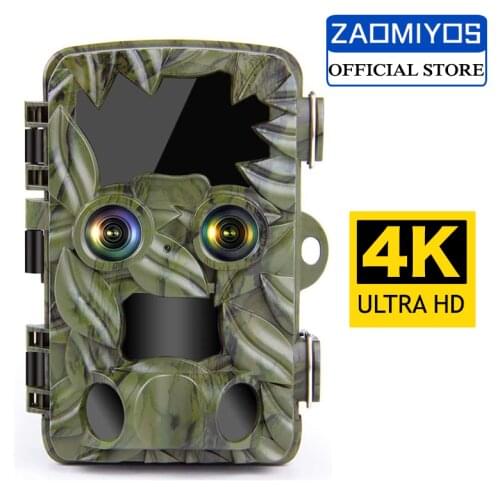 Dual lens Trail Hunting Camera Night Vision 4K&20MP 170 Degree Wide Angle Wildlife Camera with Night Vision Motion Activated