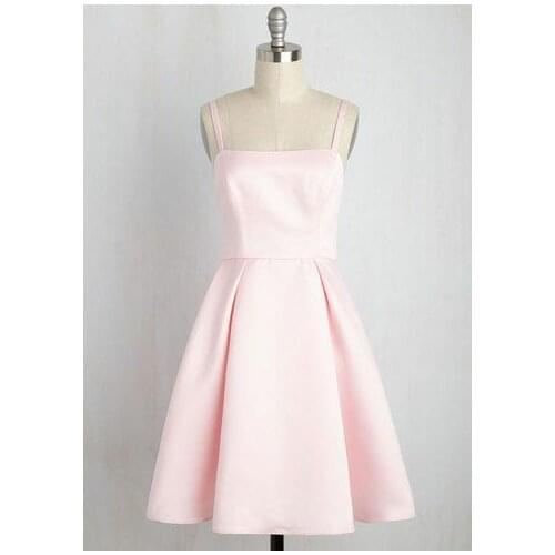 Short A-Line Pink Halter Homecoming Dresses with Pockets Knee Length Satin Criss Cross Back Graduation Dresses for Juniors