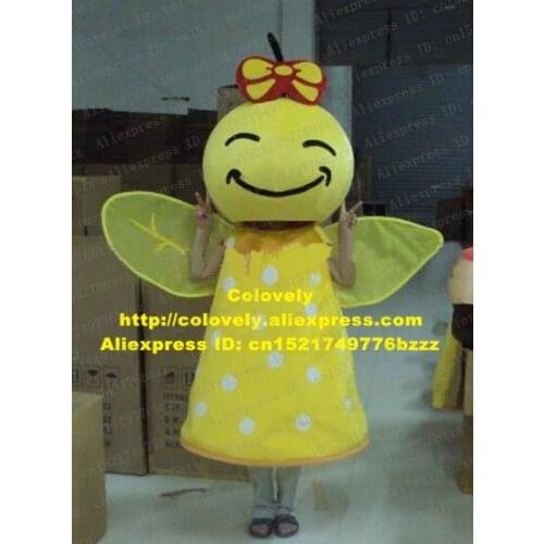 Beautiful Yellow Bee Honeybee Butterfly Dragonfly Odonate Mascot Costume With Yellow Red Bowknot Headdress Black Hairs No.7701