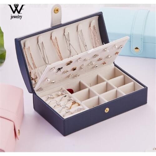 WE New Multifunctional Arched Portable PU Fresh And Simple Jewelry Box 2 Layers Small Earring Ring Leather Jewelry Packaging Box