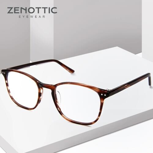 ZENOTTIC Retro Glasses Frames for Women Men Acetate Square Optical Eyewear Anti Blue Ray Hyperopia Prescription Eyeglasses