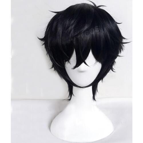 P5 Persona 5 Kurusu Akira Hero Short Black Cosplay Costume Wig Heat Resistant Synthetic Hair Cos Wigs + Wig Cap