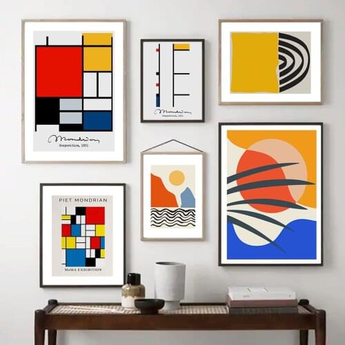 Piet Mondrian Cubism Geometric Abstract Wall Art Canvas Painting Nordic Posters And Prints Wall Pictures For Living Room Decor