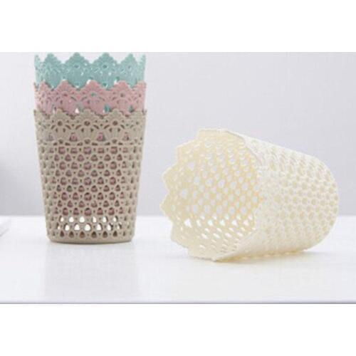 Plastic Storage Baskets Hollow Flower Pen Pencil Brush Holder Laundries Storage Basket Desktop Storage Home Storage Organizer