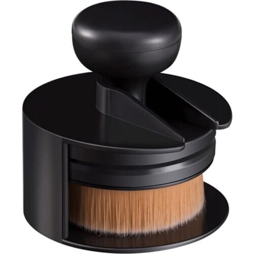 Portable Makeup Brush Flat Round Seal Stamp Foundation Powder Blush Liquid Large Foundation Soft Brush Cream Powder Make Up 1set