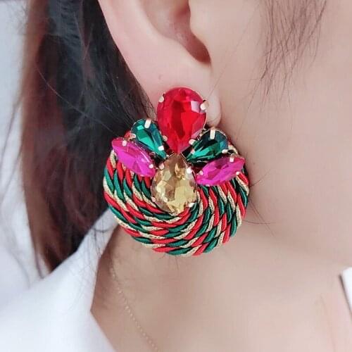 Colorful Round Crystal Earrings, Handmade Women, High-Quality Artificial Diamond Jewelry Accessories, New Design