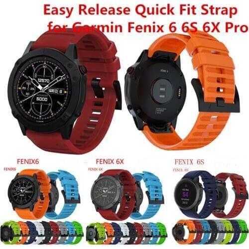 20 22 26mm Silicone Watch Band Easy Release Quick Fit Strap for Garmin Fenix 3 3HR/Fenix 5X/5X Plus/S60/D2/MK1/Fenix 6 6S 6X Pro