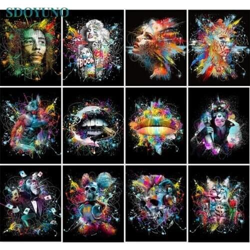 SDOYUNO 60x75cm Painting By Numbers Frameless Colourful Figure Paint By Numbers On Canvas DIY Number Painting Animals Home Decor