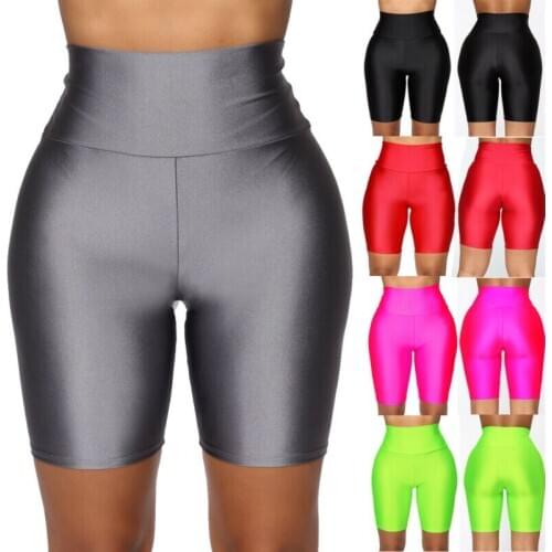 Sexy Skinny Cycling Shorts Women High Waist Solid Color Bodycon Club Fitness Gym Running Jogging Sports Shorts