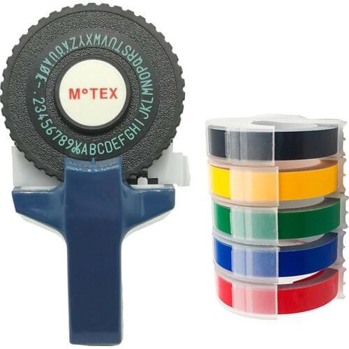 Blue Motex E101 Manual Label Maker DIY Hand Decorative Manual Typewriter for 9mm 3D embossing PVC plastic label tape