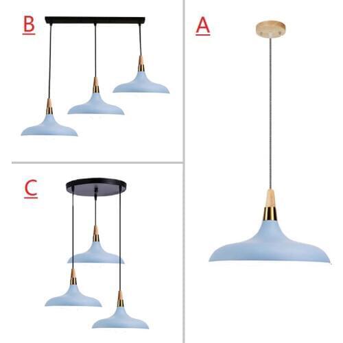 Blue Pendant Light For Kitchen Island Large Lighting Fixtures Bedroom Lights Office Modern Ceiling Lamp Bar Wood Pendant Lamps