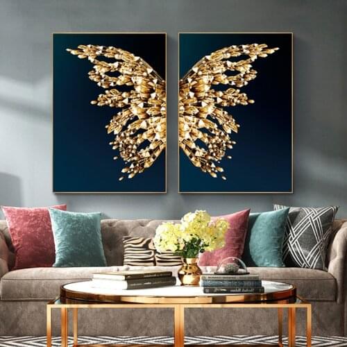 Nordic Golden Butterfly Picture Wall Poster Modern Animal Black Style Canvas Print Painting Art Living Room Decoration