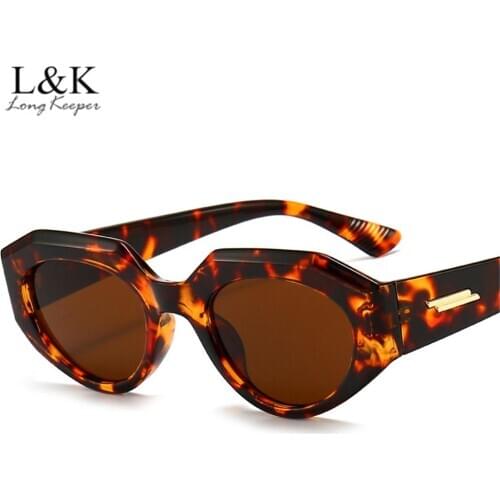 LongKeeper 2021 Fashion Cat Eye Women Sunglasses Brand Designer Vintage Punk Oval Sun Glasses Female Leopard Glasses UV400 Gafas