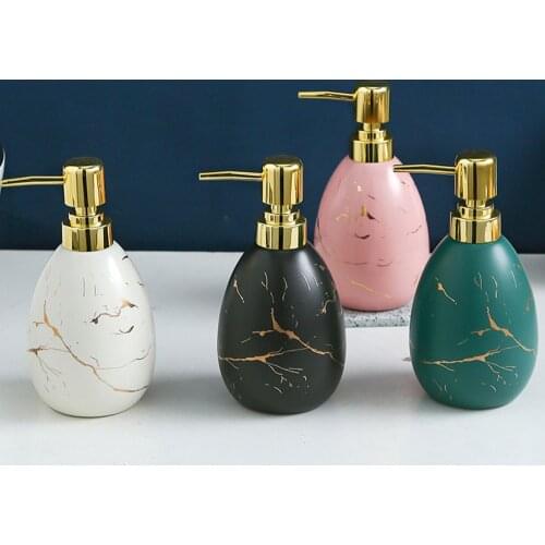 Light Luxury Soap Dispenser Bathroom Shower Gel Sub-bottling Hand Sanitizer Shampoo Bottle Nordic Marble Ceramic Storage Bottles