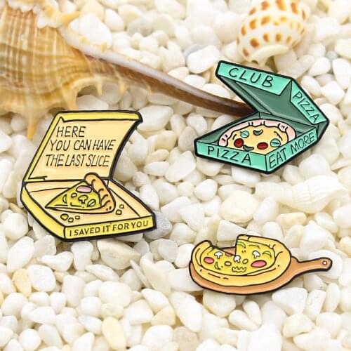 Fun Food Pizza Pie Enamel Brooch Cartoon Vegetable Pizza Alloy Pins Badge Punk Accessories Woman Jewelry Gift For Friends
