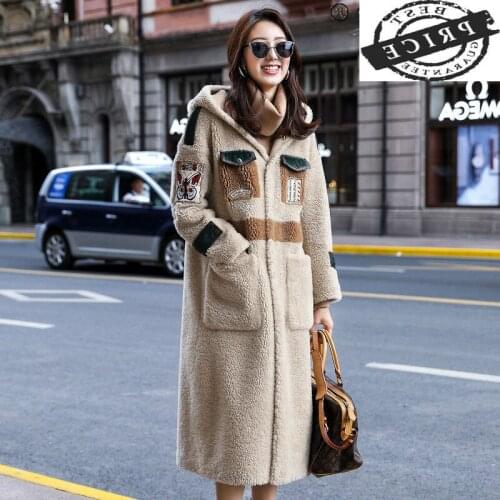 High Hot Commodity Quality Winter Coat Women Sheep Shearling Real Fur Coat Women Clothes 2021 Long Jacket Windbreaker 001