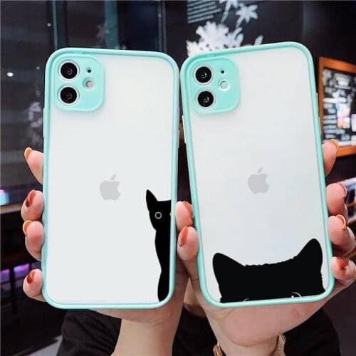 Cute Cat Black Cat Cartoon high quality Phone Cases matte transparent For iphone 7 8 11 12 plus mini x xs xr pro max cover