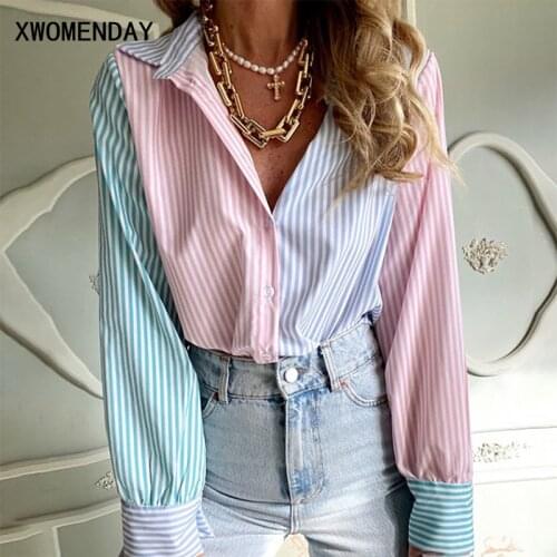 XWOMENDAY Women's Striped Shirts