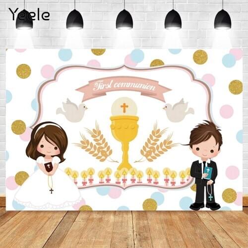 Yeele Photography Backdrops Vinyl First Communion Bible Holy Communion Cup Pigeon Photographic Background Photo Studio Decor