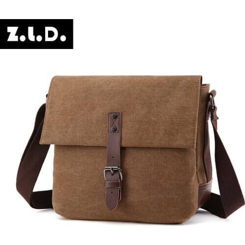 Z.L.D. Classic Travel Canvas Bag Wild Casual Shoulder Bag Large Capacity Messenger Bag Youth Student School Bag Small Square Bag