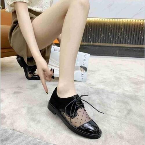 Newest Patent Leather Women Shoes Spring Lace Up Zapatillas Mujer Mesh Buty Damskie Casual Ladies Shoes Fashion Chaussure Femme