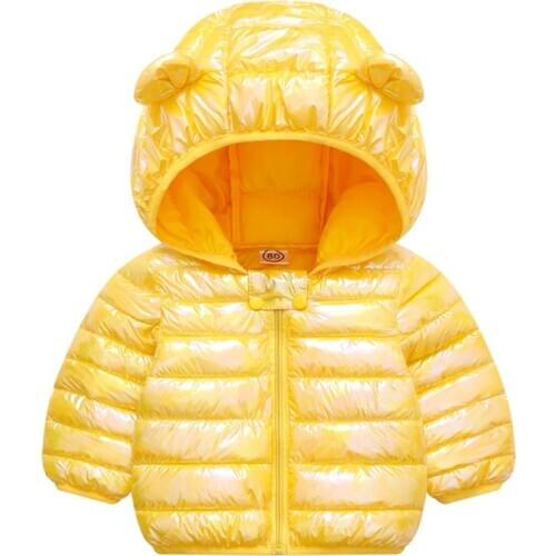 Winter Children Clothing Kids Down Padded Jacket Hooded Fashion Padded Jackets Baby Colorful Thin Ears Hooded Solid Color Coat