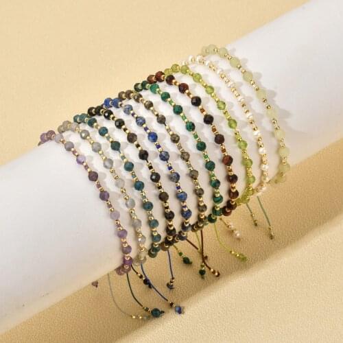 ZMZY New Handmade Tiny String Beaded Bracelet Faceted Natural Stone Bracelets For Women Vintage Jewelry Simple Miyuki Braclets