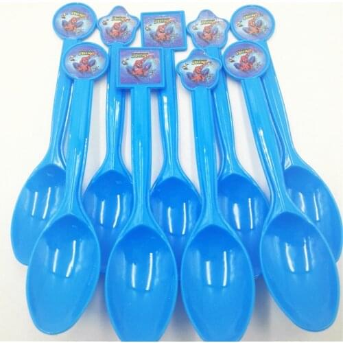 10pc/set Plastic Spoons Spiderman Party Decorations Cartoon Superhero Theme Favors Kids Birthday Baby Shower Party Supplies