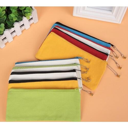 100pcs Pencil Cases Pen Pouches Cotton Cosmetic Bags Canvas Zipper Makeup Bags Mobile Phone Cloth Bag Organizer