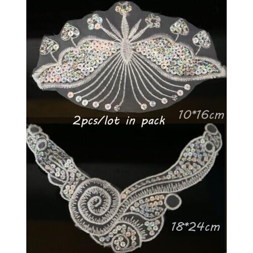 2pc/lot DIY fashion flower lace appliques Patches for clothing Embroidery lace patches for bags decorative parches applique