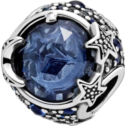 2020 Winter New Christmas Jewelry Fit Original Pandora Bracelet 925 Sterling Silver Beads Celestial Blue Sparkling Stars Charm
