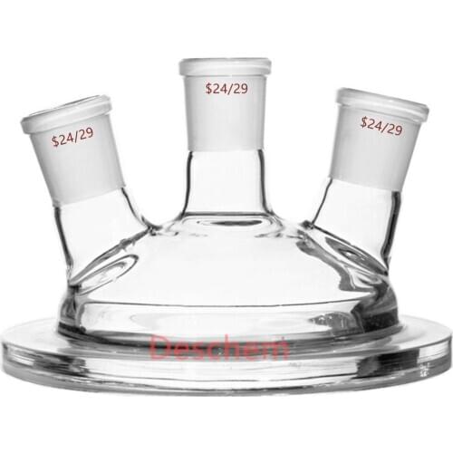 24/29 150mm Glass Reactor Lid Three Necks DN100 Use For Reaction Flask 3-Neck OD=15cm