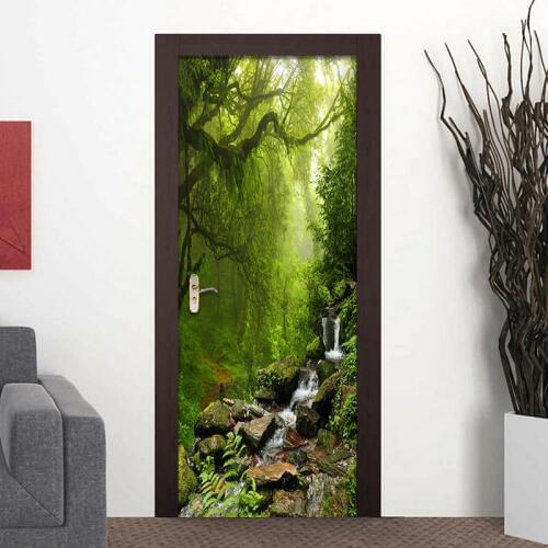 3D Wall Paper Creative Nature Landscape Door Mural Wallpaper PVC Self Adhesive Waterproof Vinyl Door Poster Wallpaper Sticker 3D