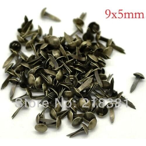 500Pcs Bronze Tone Round Brads Scrapbooking Embellishment DIY 9x5mm(3/8"x1/4") A00168S