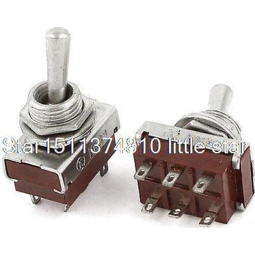 2 Pieces 6 Pin Terminals DPDT 2 Positions On Off Toggle Switches AC 250V 5A