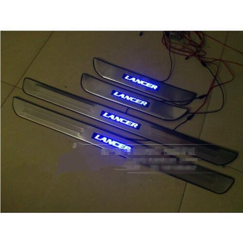 Free shipping , STAINLESS STEEL Door Sill Scuff Plate LED Blue for Mitsubishi Lancer 2003-2008