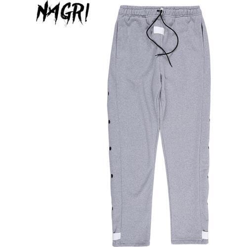 NAGRI Men Casual Essentials Sweatpants Sportswear Joggers Fitness Running Loose Trousers Button Velcro Pants Hip Hop