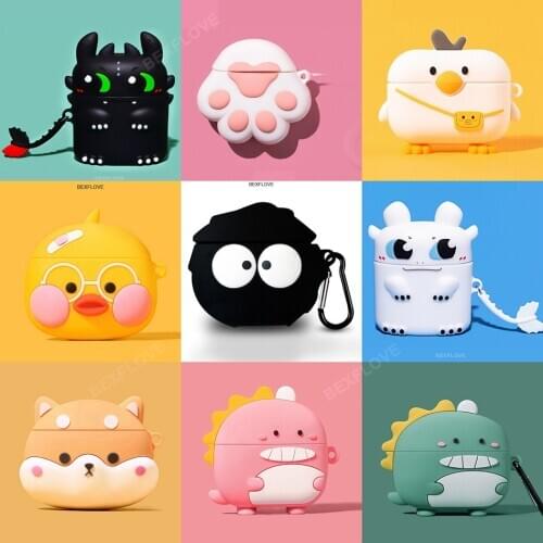 Earphone Case For Xemal X3 Case For Edifier V02 Minibuds Cartoon Cat Dog Duck Headphone Cover Cute Soft Silicone Dinosaur Case