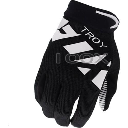 TROY Fox Black/White Dirt Bike Racing Mens Gloves Ranger Racing Mountain Bike BMX MTX MTB