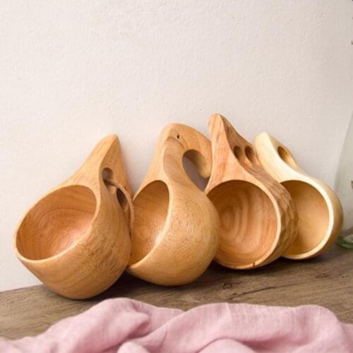 Wooden Beer Tea Coffee Juice Milk Water Cup Bar Kitchen Teaware Handle Mug Gift