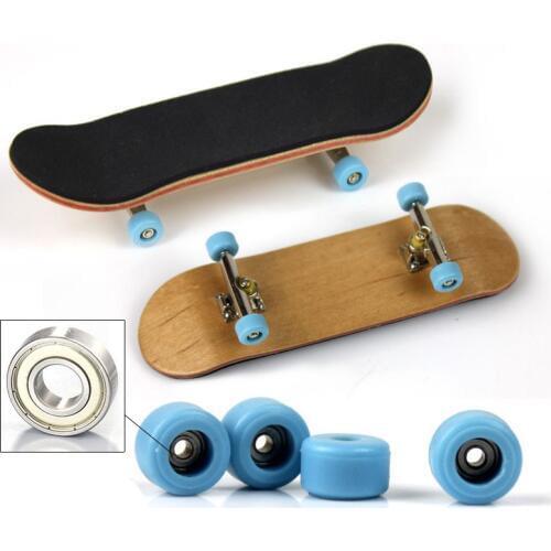 1 Set Wood Professional Fingerboard Toys Mini Finger Skateboard PU Non-slip Frosted Mat Finger Skateboarding Toy for Children