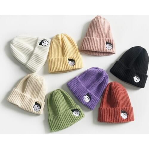 Winter Autumn Lovely Cartoon Baby Pattern Knitted Hats Covering Yarn Soft Warm Baby Hats Kids Girls Boys Beanies Caps