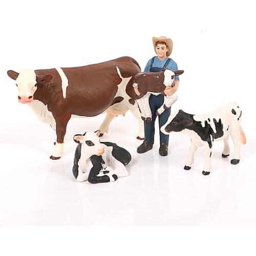 Simulation Action Figures Farm Animals Model Milk Cow Poultry Cattle Calf Bull PVC Models Collection Kids Toys