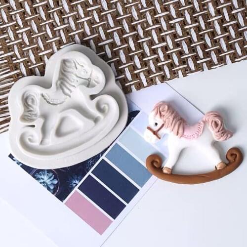 Rocking Horse Sugar Buttons Molds Fondant Cake Tools Silicone Sugarcraft Chocolate Molds Baking Tools for Cake Gumpaste