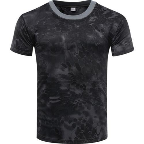 Camouflage T-Shirt Quick Dry Breathable Tights Army Tactical T-shirt Mens Compression T Shirt Fitness Summer Running Outdoor New