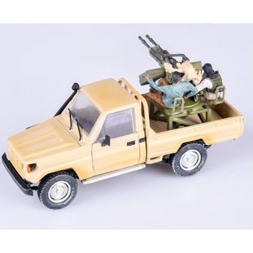 Diecast car Model 1/72 Scale two doors Pickup Truck with ZPU-2 Heavy Gun kids Toys Collection