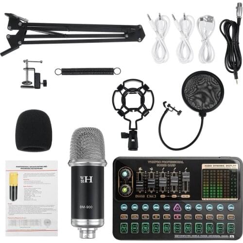 BM-900 bluetooth Audio Microphone Mixer V10X Pro Sound Card Condenser Game dj Live Broadcast MIC USB OTG Recording Professional