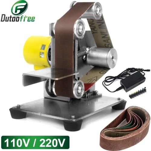 12-24V Cutter Edges Sharpener Mini Electric Belt Sander Belt Grinder DIY Polishing Grinding Machine With 10PCS Belt US/EU Plug