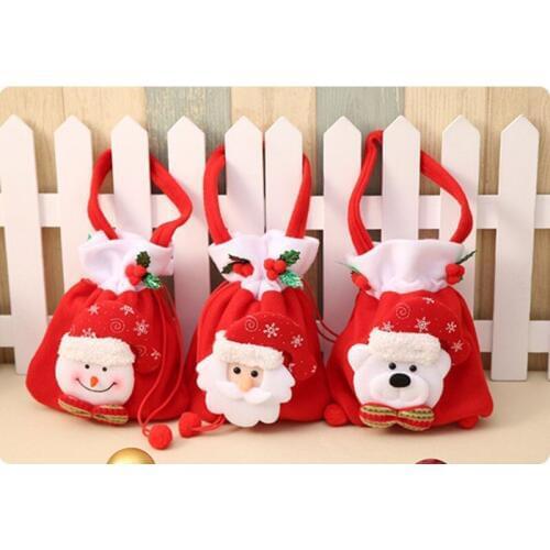 1PC Farbic Christmas Tote Grocery Favor Reusable Gift Bags for Christmas Party