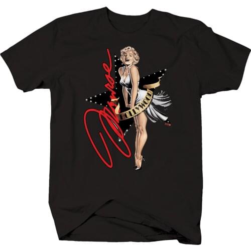 Fashion Marilyn Monroe Hollywood Sexy Skirt Up Black Star T-Shirt. Summer Cotton O-Neck Short Sleeve Mens T Shirt New S-3XL